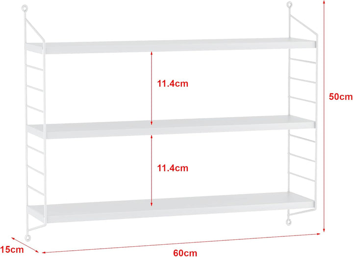 [en.casa] Modulares Wandregal Strängnäs 3er Set Metallregal Weiss Hängeregal mit 3 Regalböden Badreg