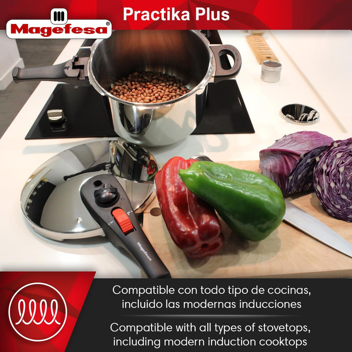 M MAGEFESA 01OPPRAPL06 MAGEFESA 01OPPRAPL06-Schnellkochtopf Modell Practika Plus, Edelstahl, (6L) UK
