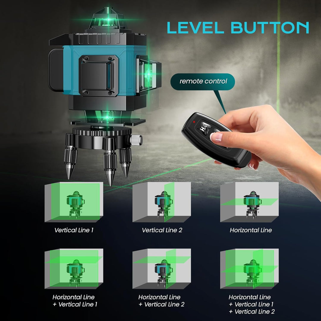 Kreuzlinienlaser Blau 16 Linien Nivellierlaser, 4 x 360 ° Laser wasserwaage, linienlaser kreuzlaser