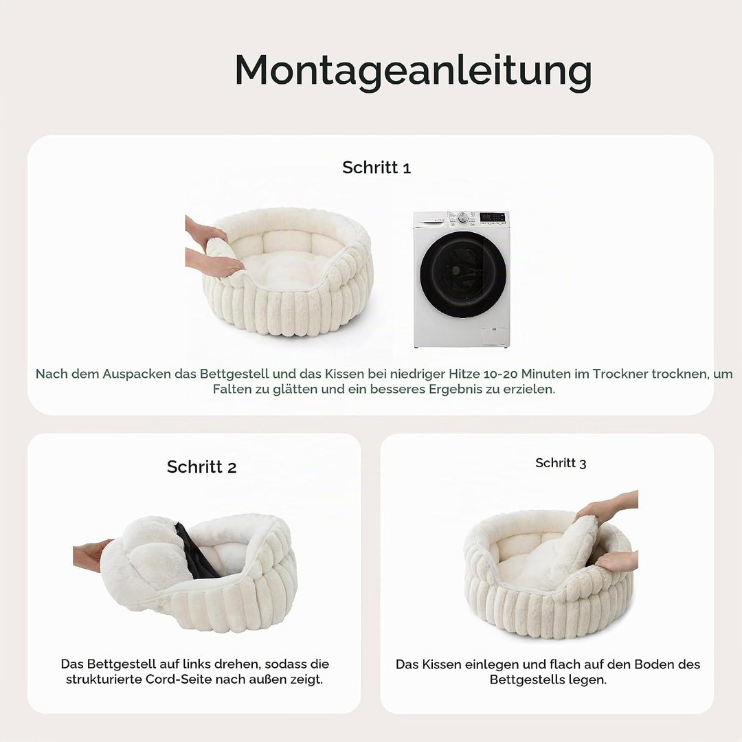 BEDSURE Flauschiges rundes Hundebett klein - 66 x 66 cm rundes Hundebett, waschbares grosses Katzenb