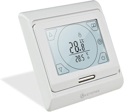 KETOTEK Thermostat Fussbodenheizung Elektrisch Programmierbar mit fühler 16A, Digitale Raumthermosta