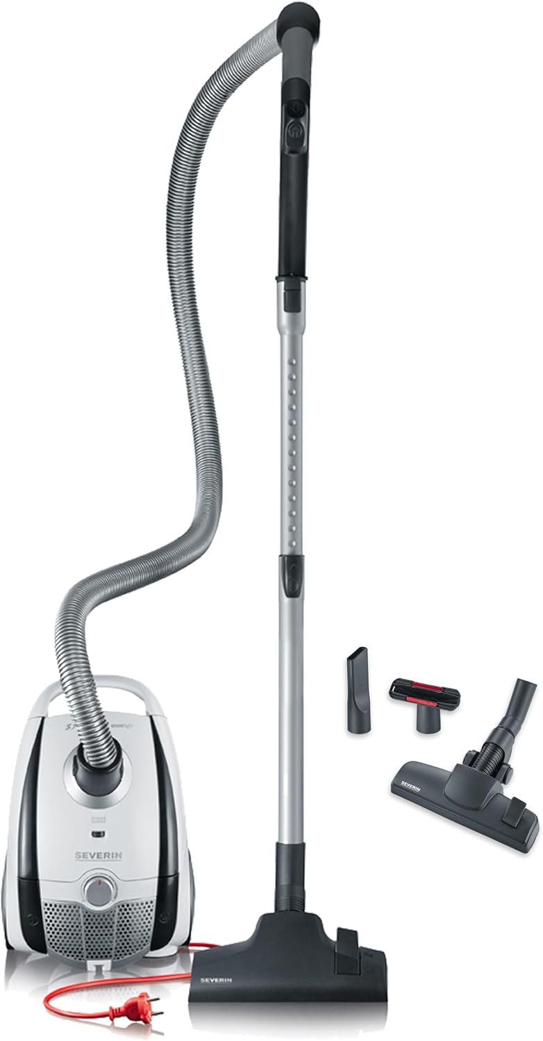 Severin BC 7035, Beutel-Staubsauger, ‎750 Watt, 2 L, ‎25.5 x 35.5 x 20 cm, Schneeweiss-platingrau 2L