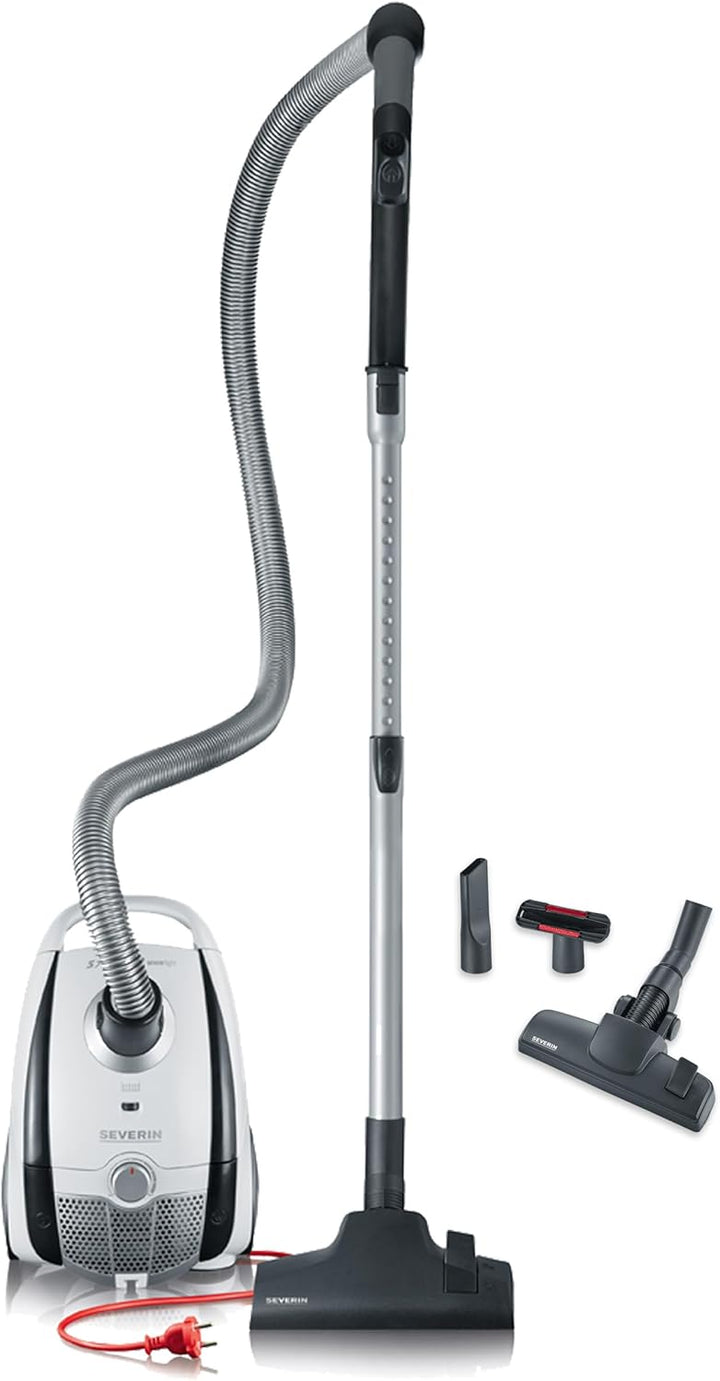 Severin BC 7035, Beutel-Staubsauger, ‎750 Watt, 2 L, ‎25.5 x 35.5 x 20 cm, Schneeweiss-platingrau 2L