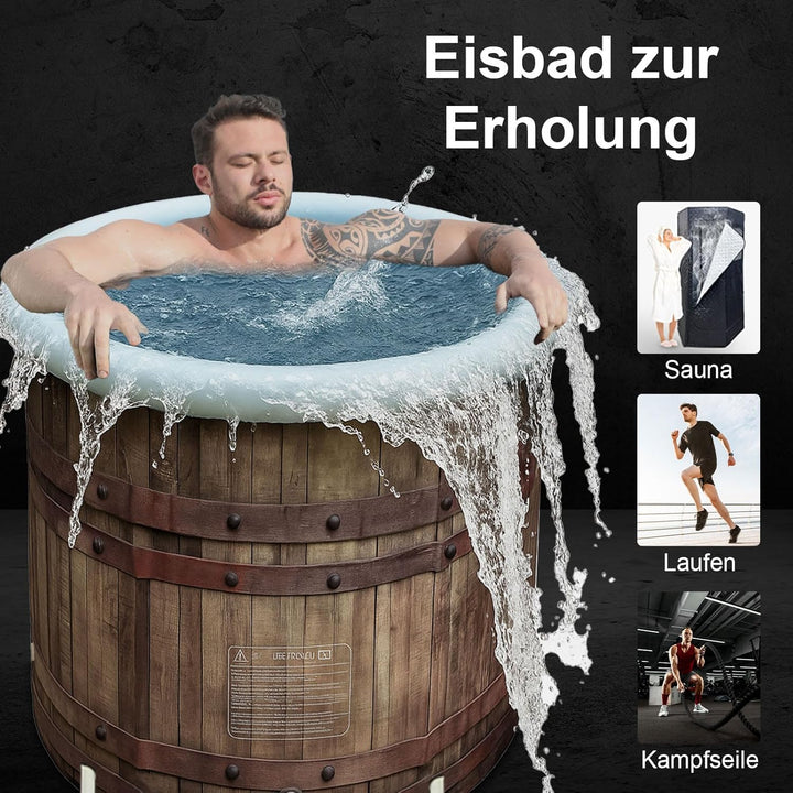 B&Y Faltbare Eisbad Badewanne mit Abdeckung 80x75cm Large Aufblasbare Eistonne Badewanne Erwachsene