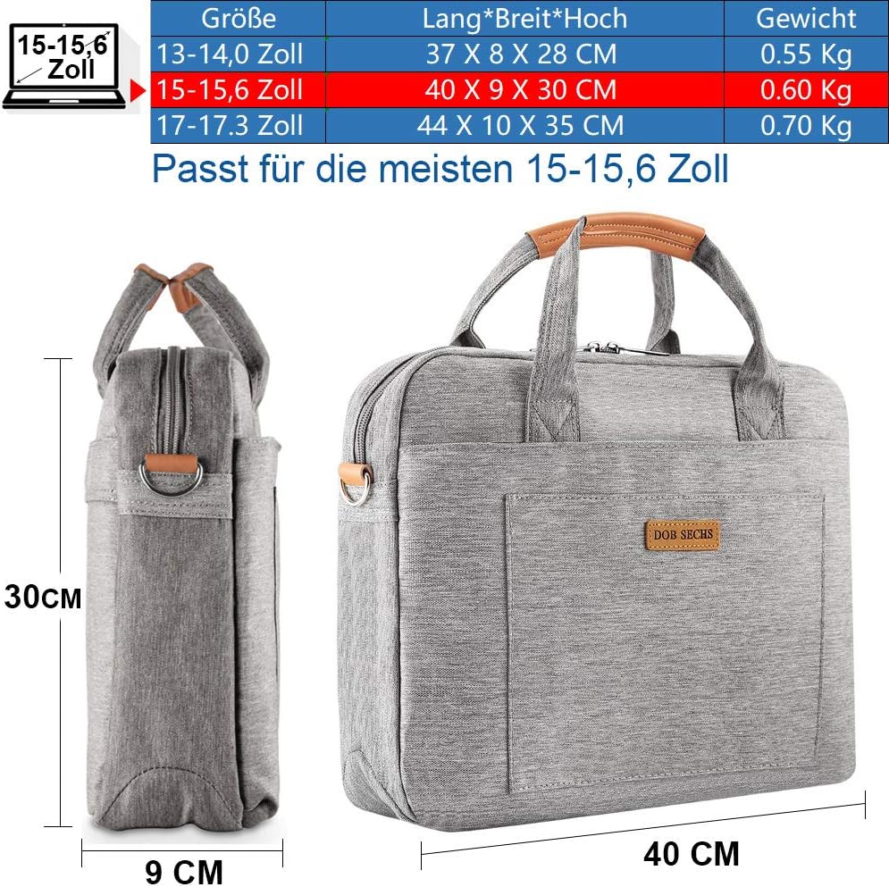 DOB SECHS 15-15.6 Zoll Laptoptasche Aktentaschen Handtasche Tragetasche Schulter Tasche Notebooktasc