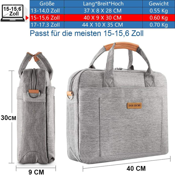 DOB SECHS 15-15.6 Zoll Laptoptasche Aktentaschen Handtasche Tragetasche Schulter Tasche Notebooktasc