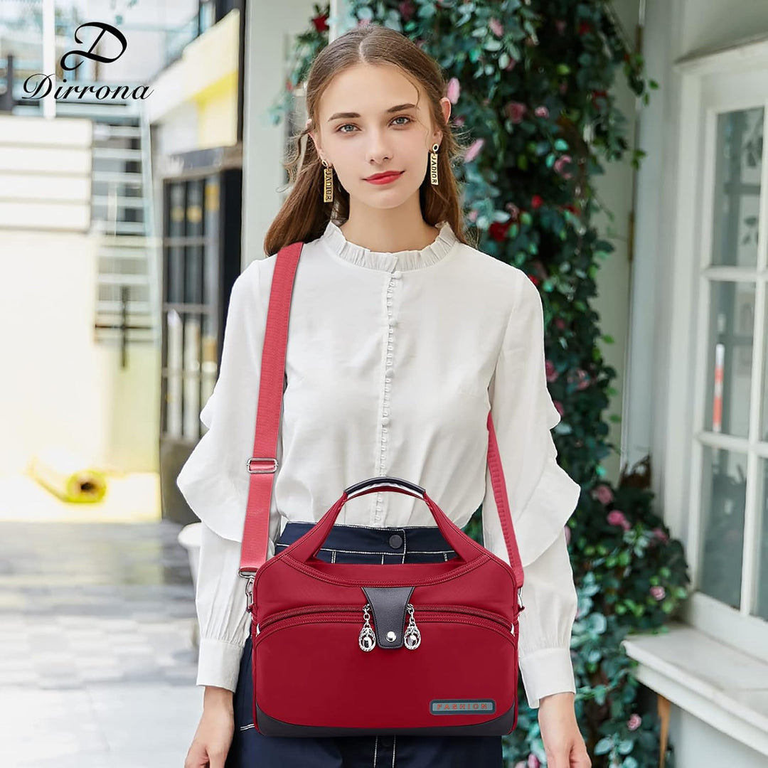 DIRRONA Damen Umhängetasche Multi Pocket Crossbody Bag Schultertaschen Leicht Handtasche Waterproof