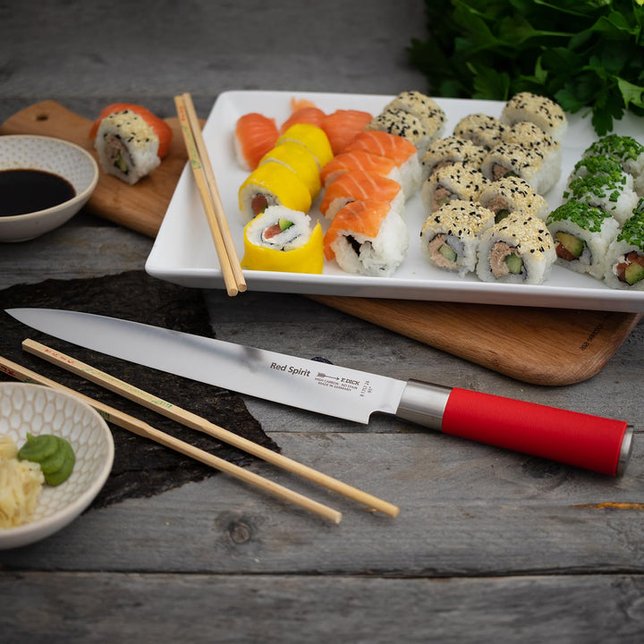 F. DICK CN398 Yanagiba Sushimesser, Red Spirit (Messer mit Klinge 24 cm, X55CrMo14 Stahl, nichtroste