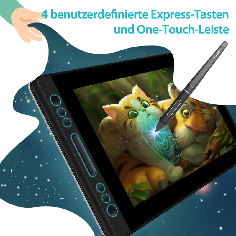 HUION Kamvas Pro 13 Grafiktablett mit Display, 13,3 Zoll HD Pen Batterieloser Stift PW507, Verstellb