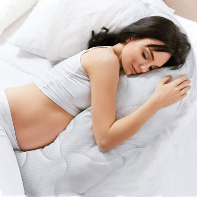 Traumreiter Seitenschläferkissen mit Bezug Baumwolle Bleu,Extra breit & Memory Foam, Visco Dream XL1