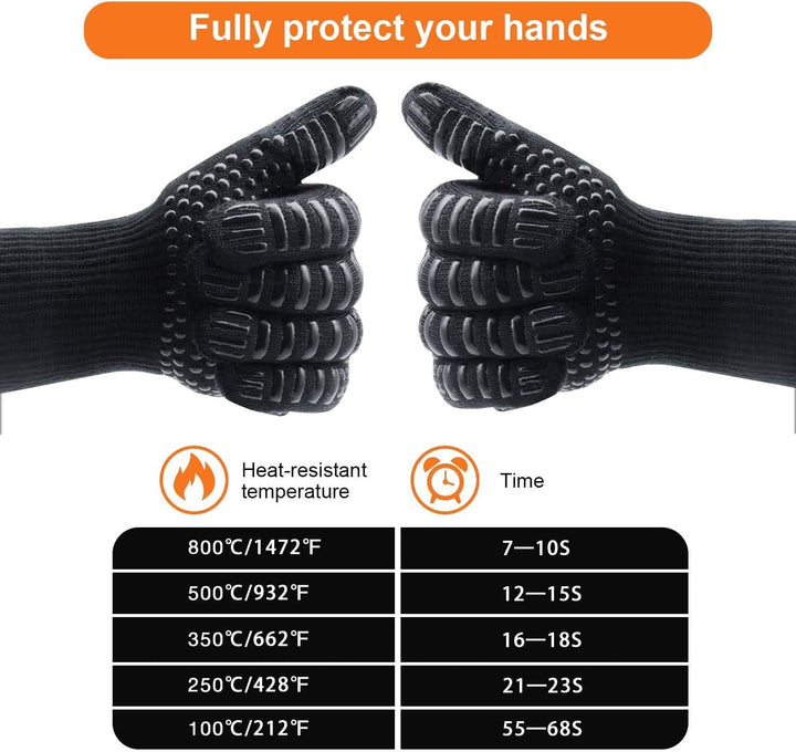 Amalan eu GrillbesteckSet 9 teilig +BBQ Grillhandschuhe Ofenhandschuhe Hitzebeständige bis zu 800 °