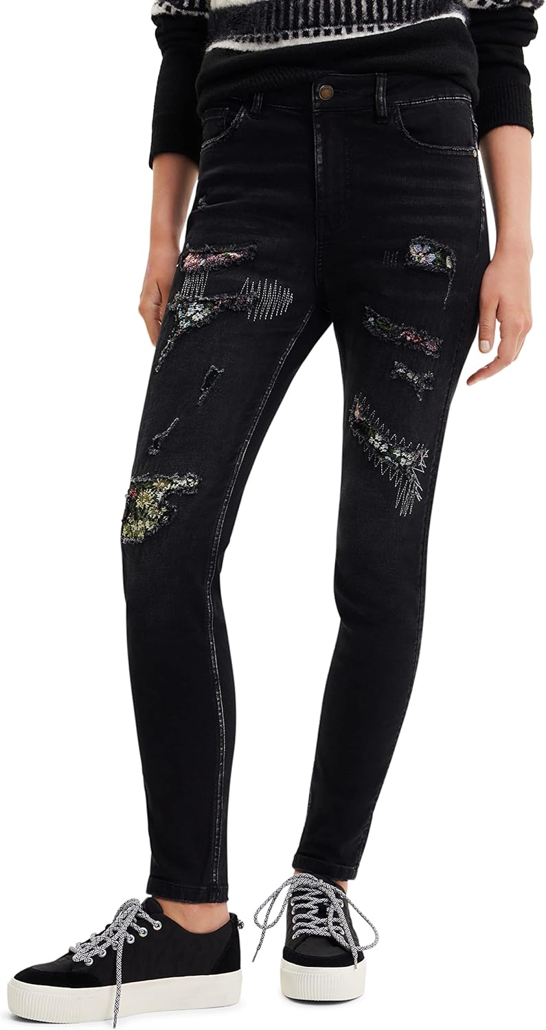 Desigual Damen Jeans 34 Schwarz, 34 Schwarz