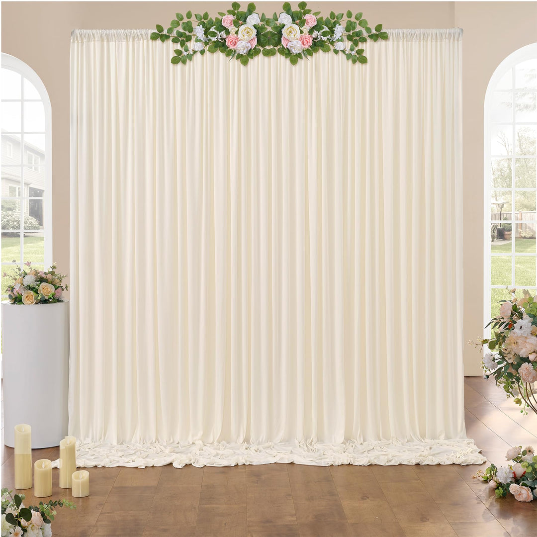 3×3 m Elfenbein Hochzeit Hintergrund Vorhang, 2 Platten 1,5×3 m Faltenfreie seidige Glatte Polyester