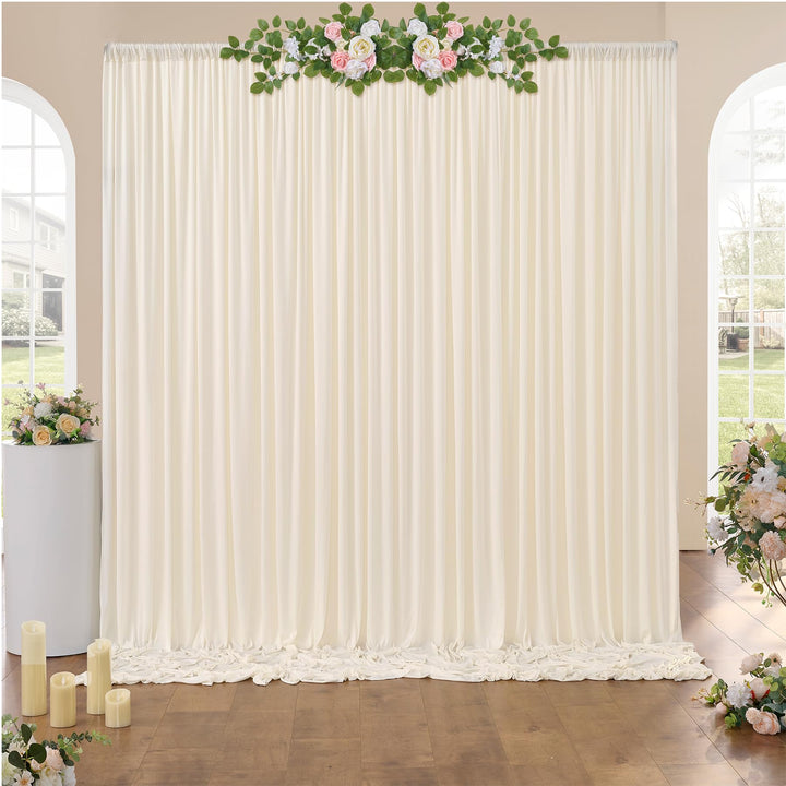 3×3 m Elfenbein Hochzeit Hintergrund Vorhang, 2 Platten 1,5×3 m Faltenfreie seidige Glatte Polyester