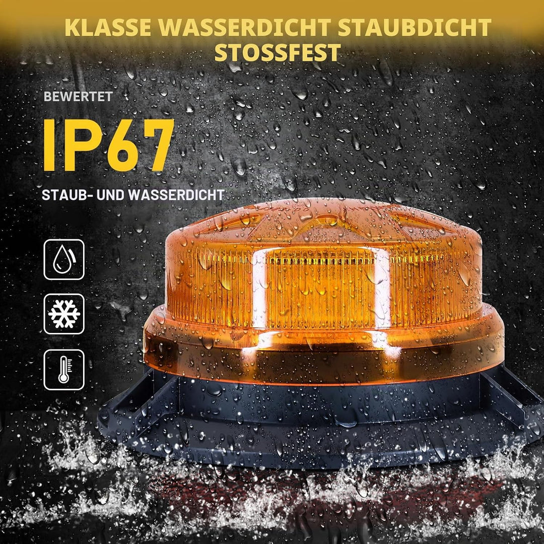 antom Rundumleuchte,12V-24V Gelb Rundumleuchte LED mit magnetischem und 3 Meters-Kabel für Gabelstap