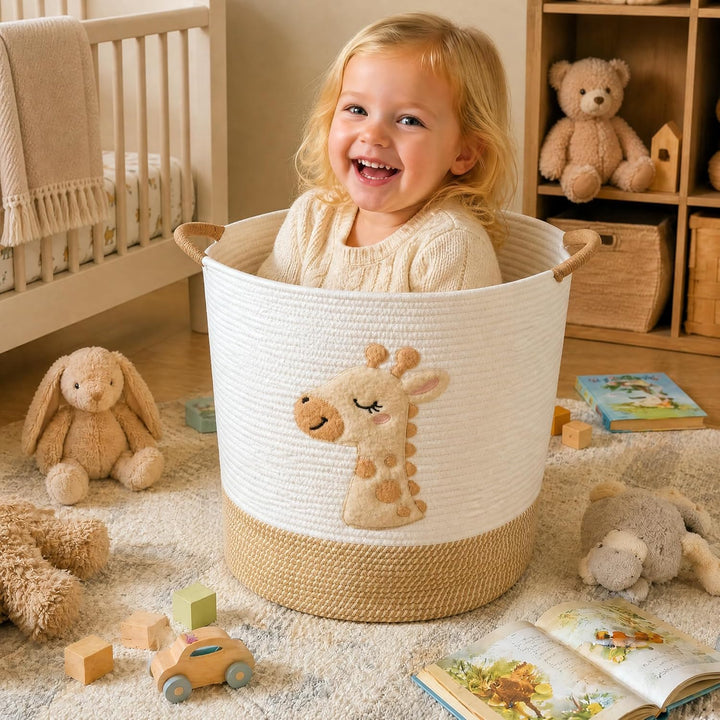 Grosse Aufbewahrungskörbe für Decken für das Wohnzimmer, Spielzeugkörbe aus gewebtem Baumwollseil, A