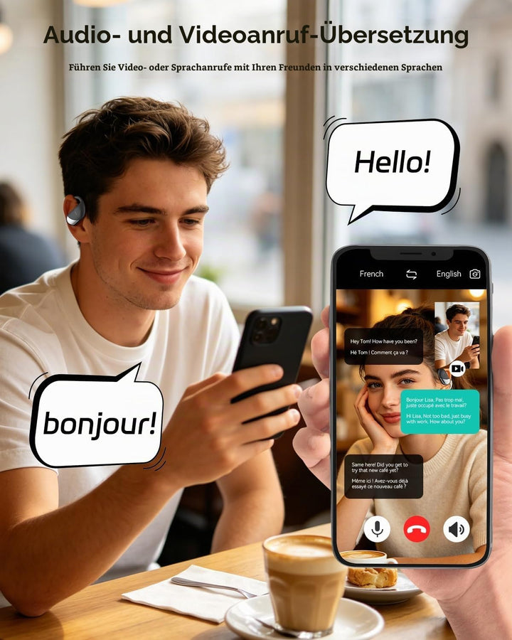 MONODEAL KI Übersetzer kopfhörer, 144 Sprachen Kopfhörer Übersetzer Echtzeit, Translator Earbuds, Üb