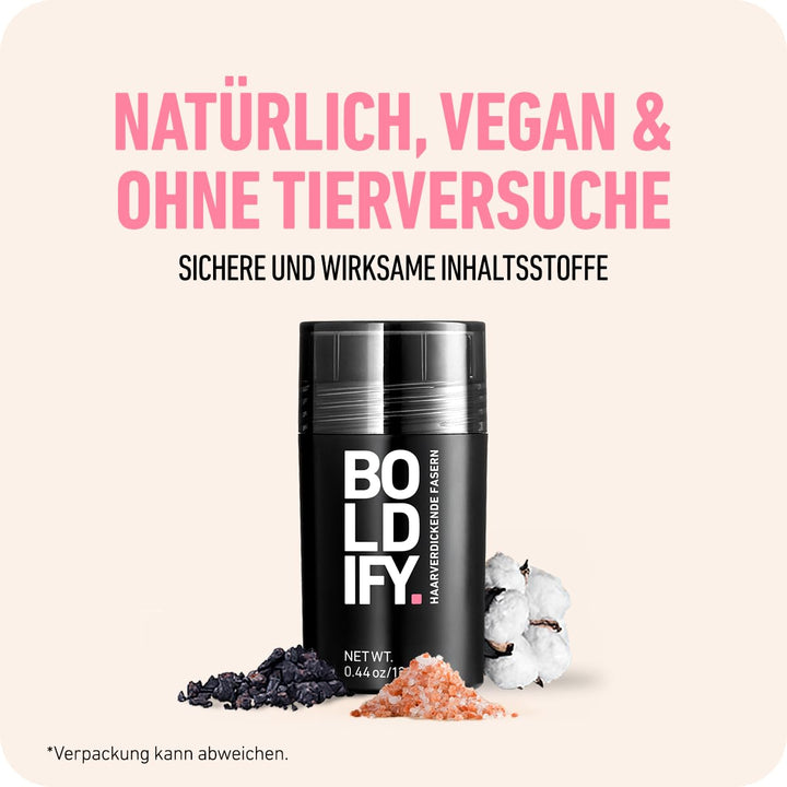 BOLDIFY Streuhaar für Dünner Werdendes Haar (Aschbraun), Unsichtbar, Natürlich, Grosse Flasche, 28g,