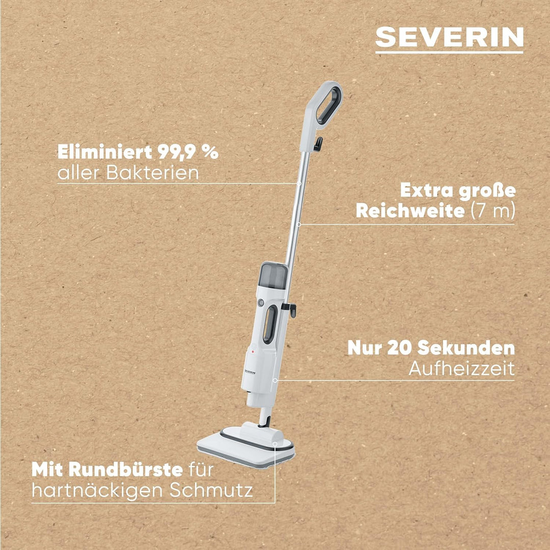 SEVERIN Dampfreiniger mit Mehrzweck-Zubehör, Allzweck- und Teppichreiniger für frische Teppiche und