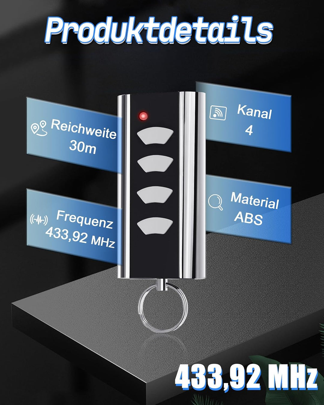 2 Stück für Normstahl RCU433-4K: Garagentor-Handsender-Ersatz, 433,92 MHz | Kompatibel mit Normstahl