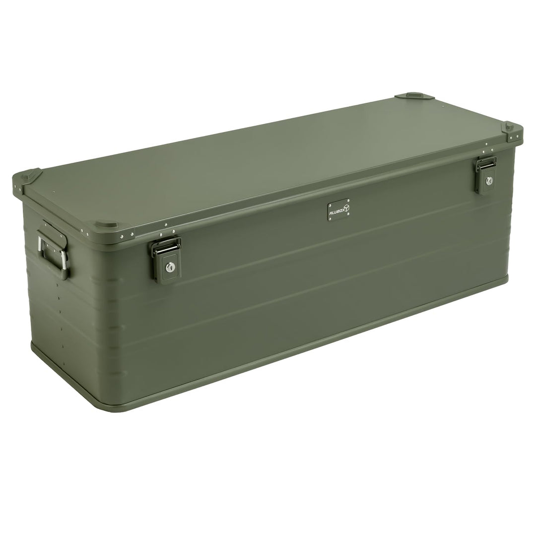 Alubox Alukiste abschliessbar E159G OLIVGRÜN - Premium Lagerbox 159 Liter - Materialstärke 1mm - Dec