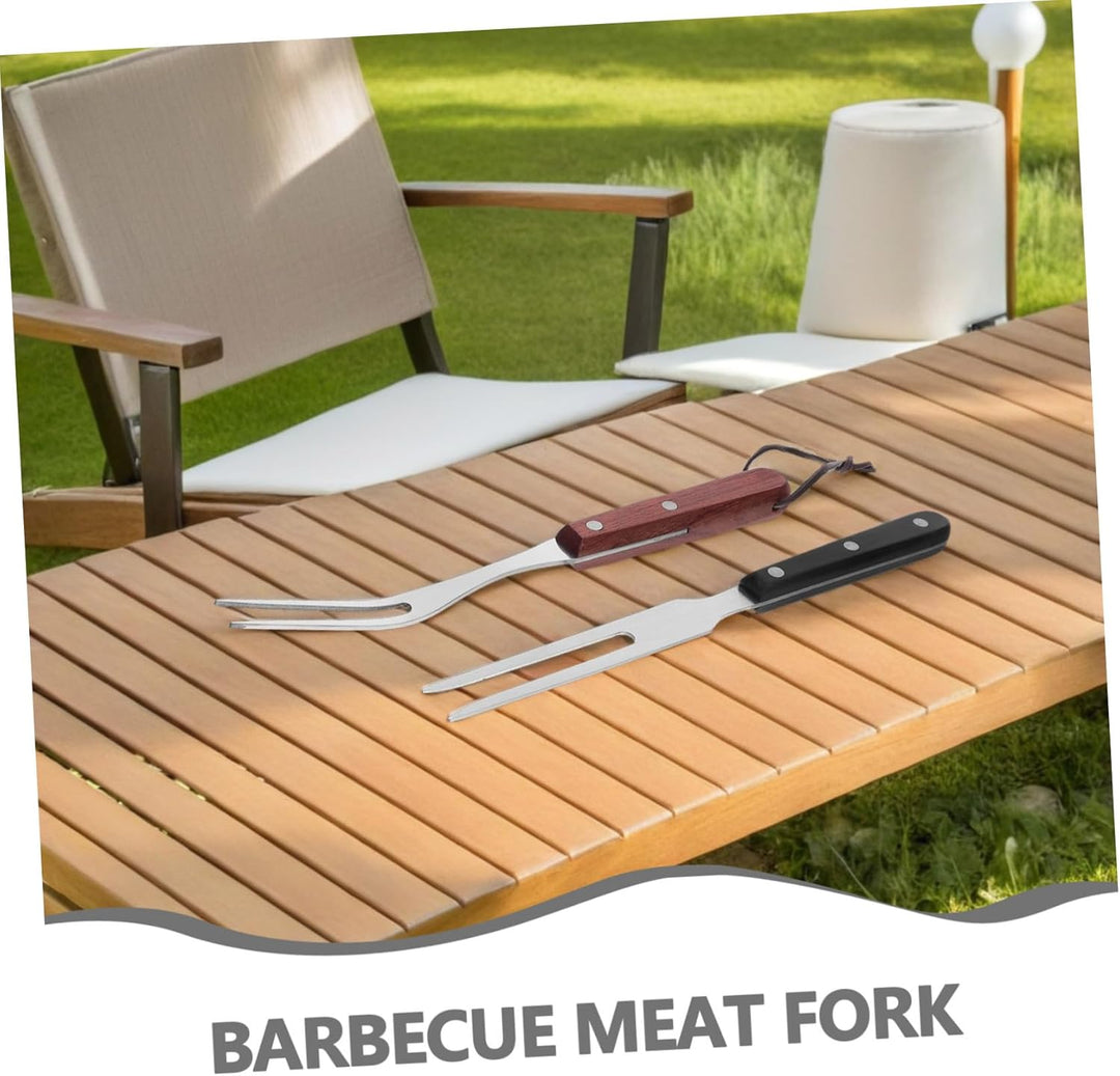 Garneck 2stücke Edelstahl Fleischgabel Mit Hitzebeständigem Holzgriff Grosse Grillgabel Für Outdoor-