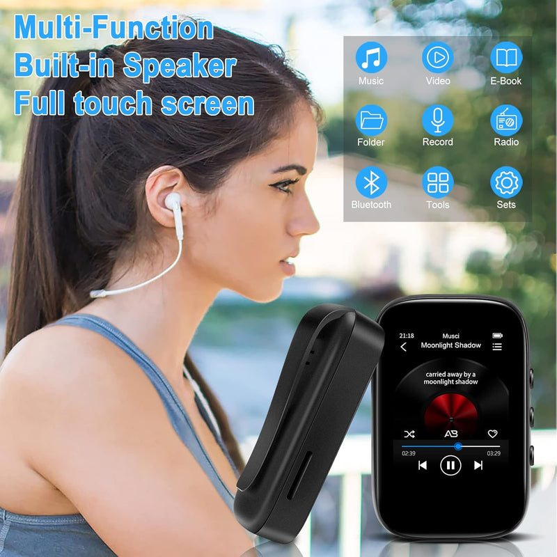 32-GB-MP3-Player mit Bluetooth-Sport-Clip-on-Musikplayer zum Laufen, Gehen, Unterstützung, Voll-Touc