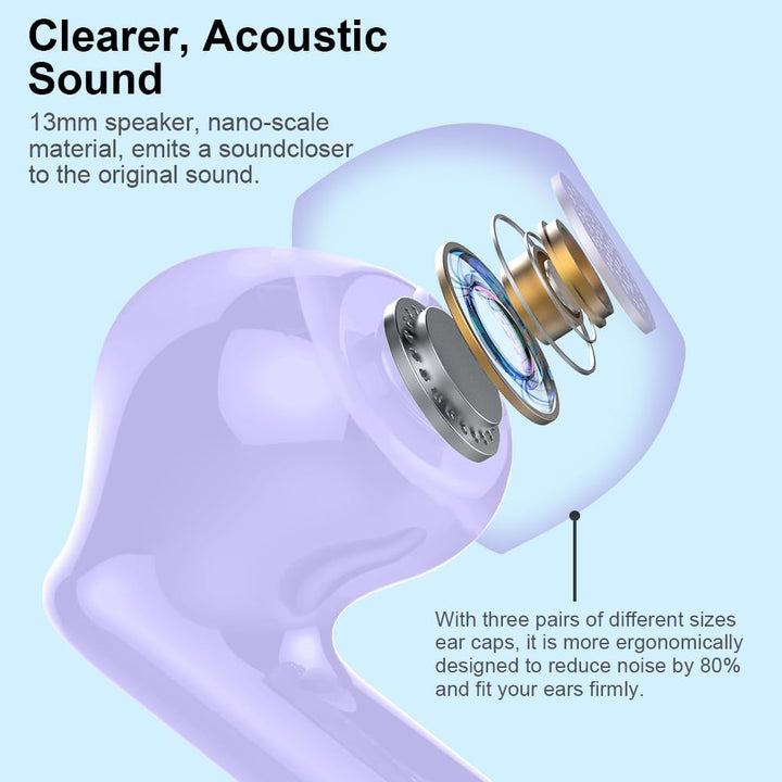Wireless Earbuds, Bluetooth 5.4 Kopfhörer In Ear mit 4 ENC Noise Cancelling Mikrofon, Bluetooth Earb