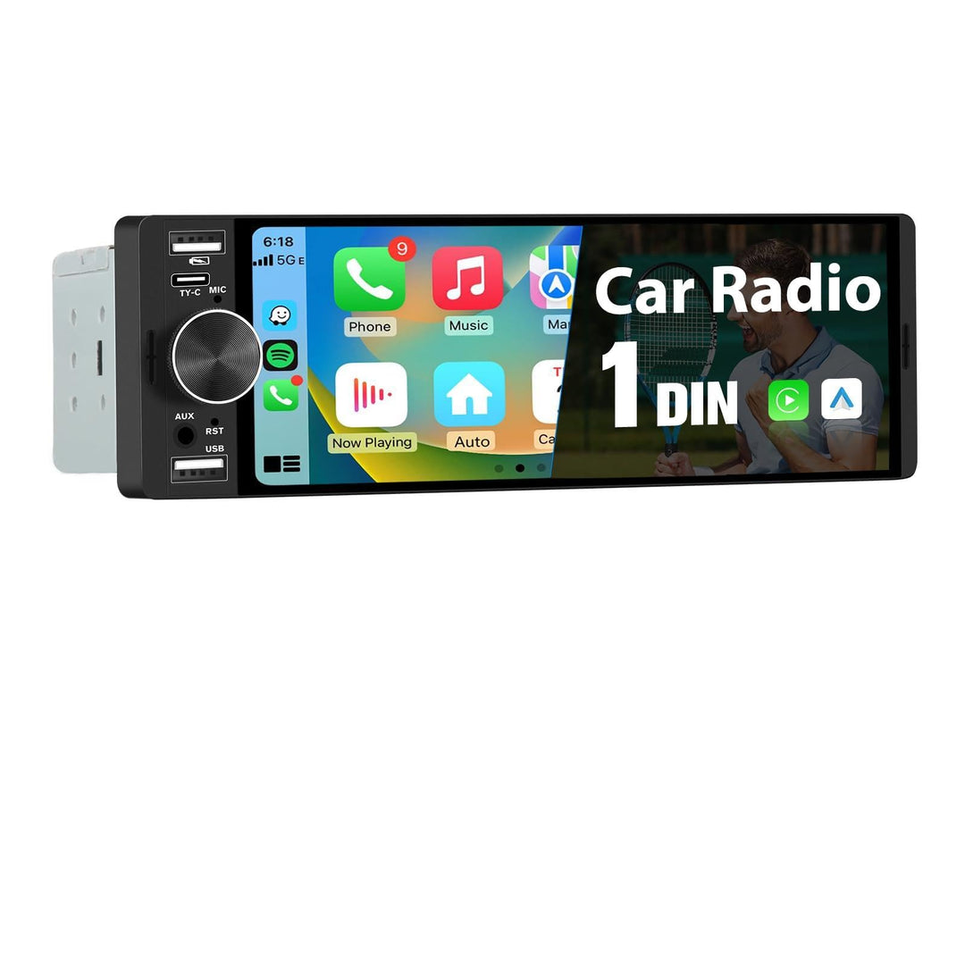 1 DIN Universales Autoradid mit Carplay, Android Auto, 6,28 Zoll | mit Rückfahrkamera, Online Naviga