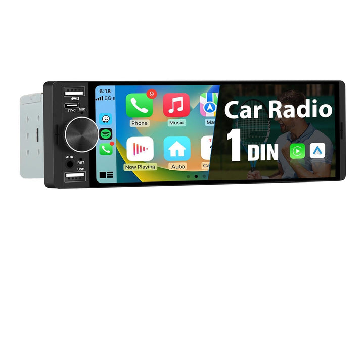 1 DIN Universales Autoradid mit Carplay, Android Auto, 6,28 Zoll | mit Rückfahrkamera, Online Naviga