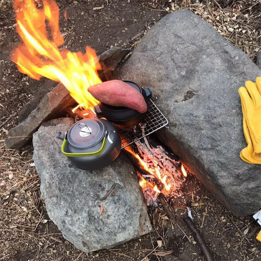 2 Stück Backpacker Bushcraft Grillrost Edelstahl BBQ Kochen Grill Mesh Lagerfeuer Grill Quadratisch