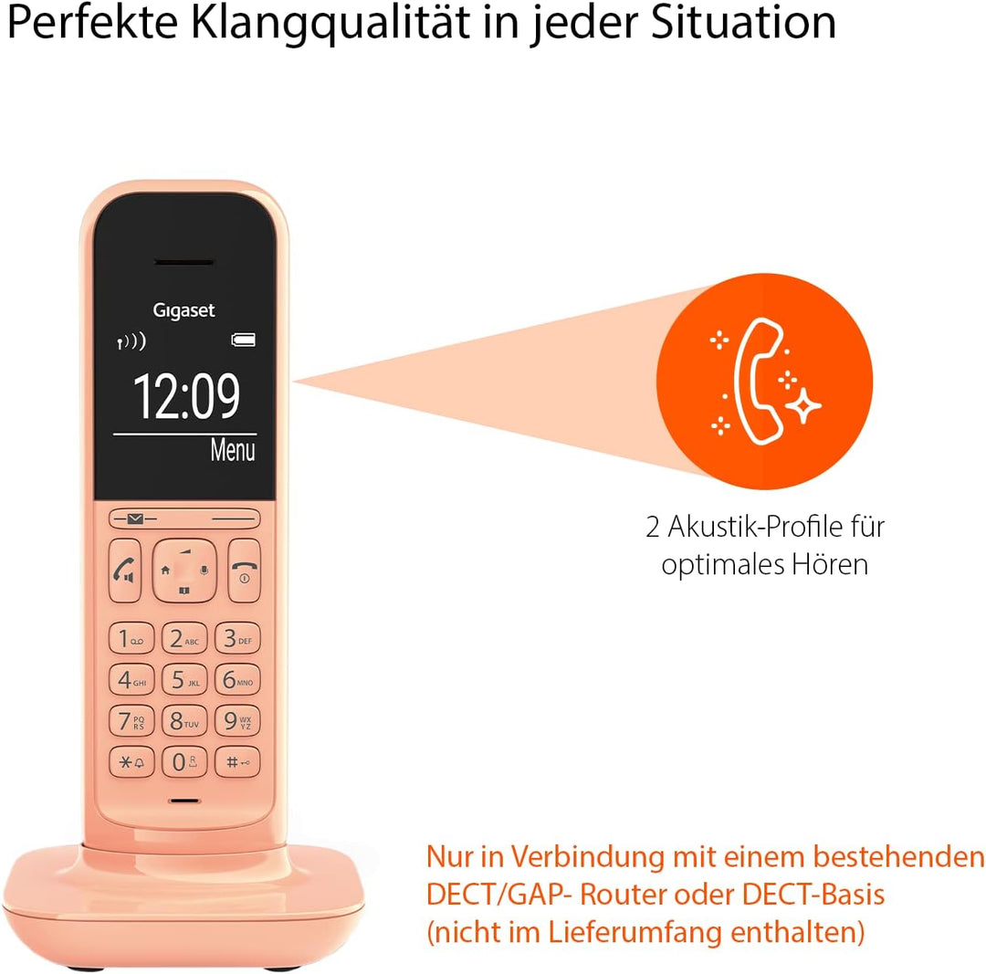 Gigaset CL390HX - Design DECT-Mobilteil mit Ladeschale – Schnurloses Telefon für Router und DECT-Bas