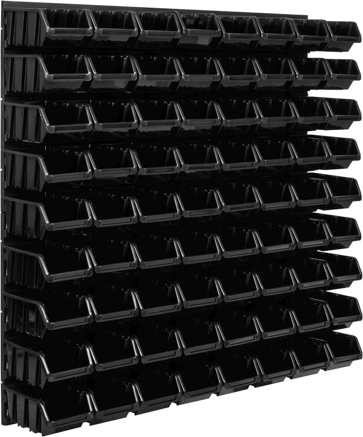 Lagersystem Werkstattregal | 78 x 78 cm | 72 stck. Box | Wandregal mit Stapelboxen - Wandplatten Ext