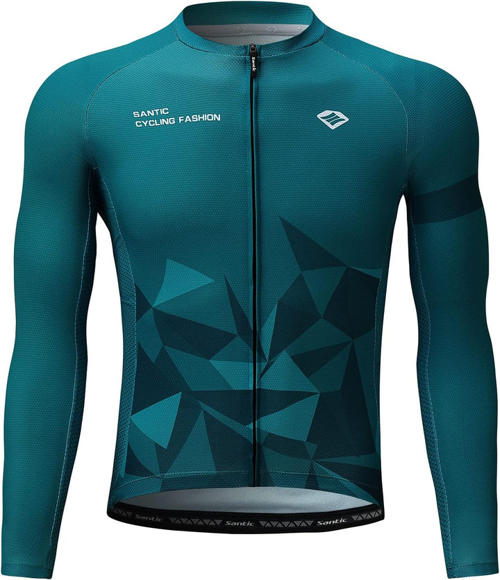 Santic Fahrradtrikot Herren Langarm Radtrikot Fahrradshirt Herren mit Taschen L Grün, L Gr&#xFC;n