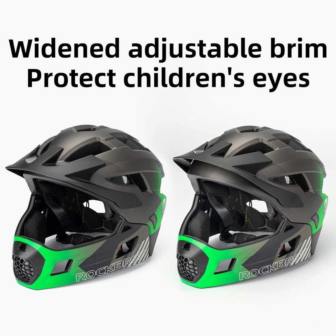 ROCKBROS Kinderhelm Integriert Fahrradhelm Kinder Jugend Fullface Helm mit Abnehmbarem Kinnschutz BM