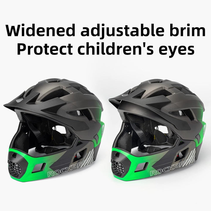 ROCKBROS Kinderhelm Integriert Fahrradhelm Kinder Jugend Fullface Helm mit Abnehmbarem Kinnschutz BM