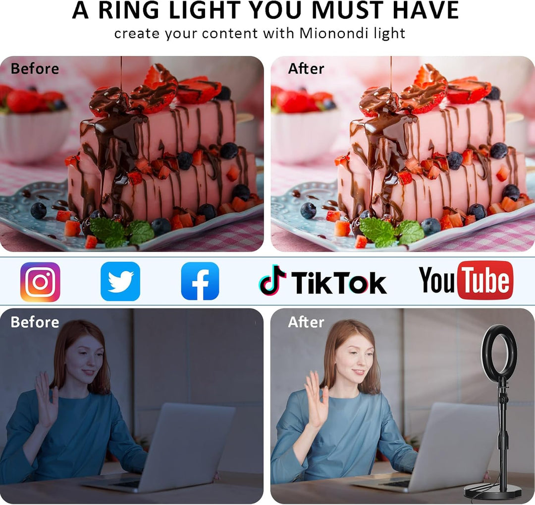 Schreibtisch-Ringlicht mit Teleskop-Ständer, Reise-Desktop-Hola-Licht für Telefon, Selfie, Laptop, Z