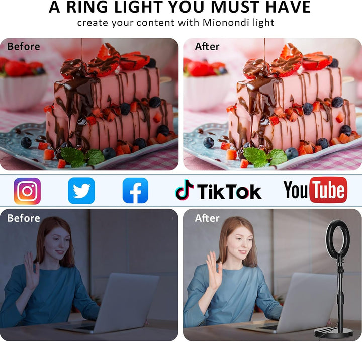 Schreibtisch-Ringlicht mit Teleskop-Ständer, Reise-Desktop-Hola-Licht für Telefon, Selfie, Laptop, Z