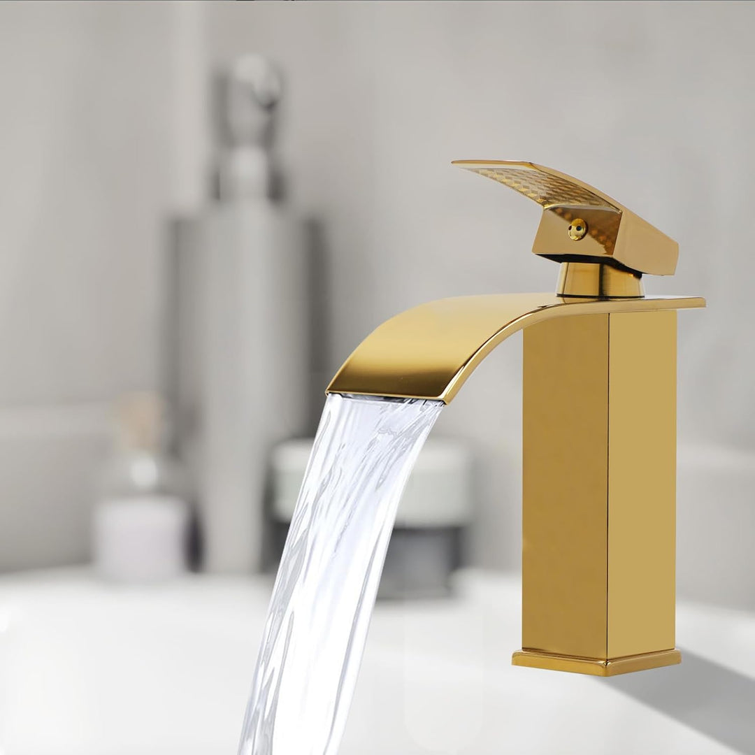 Wasserfall Wasserhahn aus Edelstahl Waschtischarmaturen Geräuschlose Wasserhahn Bad Einhebel Warmes