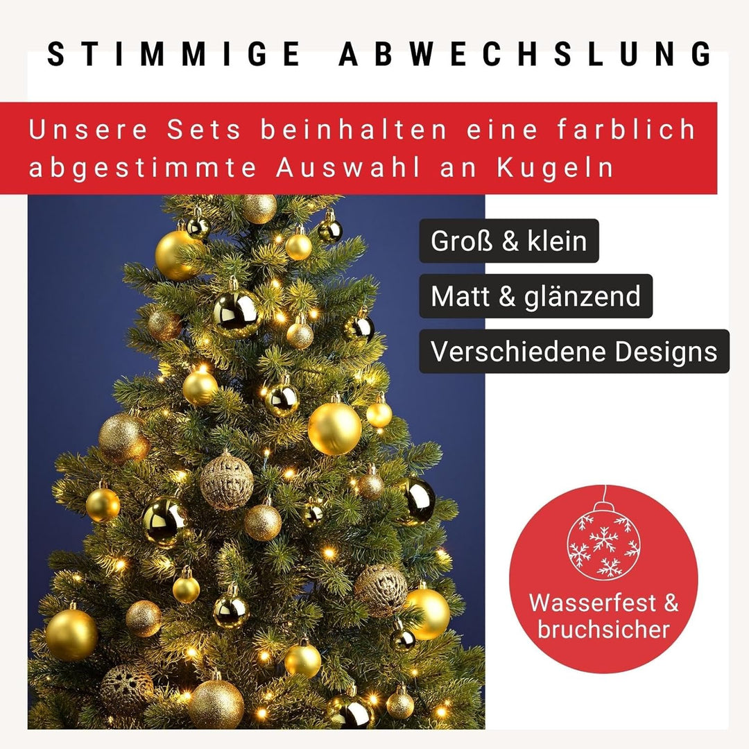 WOMA Weihnachtskugeln Set in Grau I 100 Christbaum-Kugeln I kleine & grosse Weihnachtskugeln Kunstst