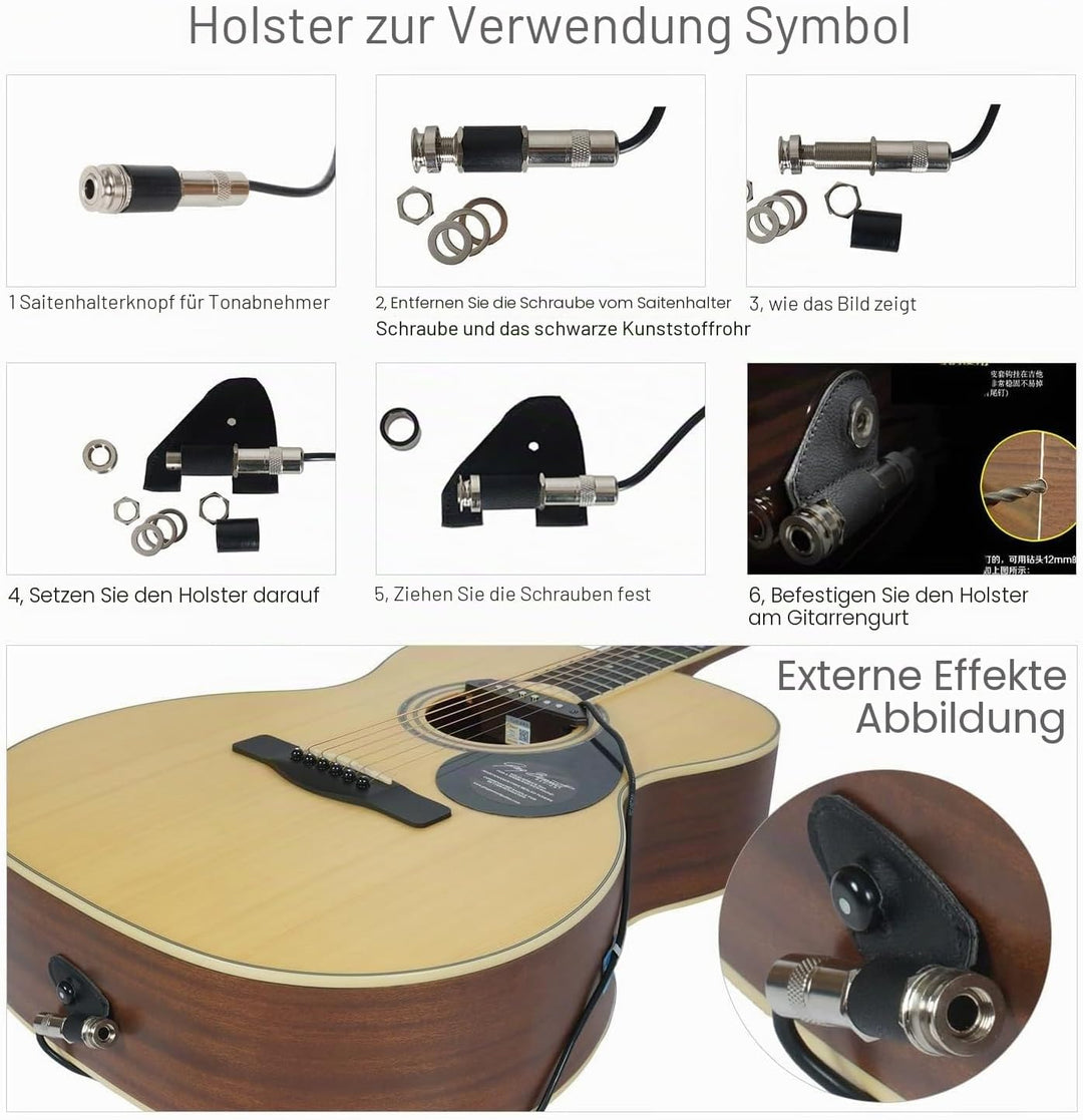 Tonabnehmer für Akustikgitarre, passiver Megnetischer Schallloch-Tonabnehmer mit Humbucker, Lautstär