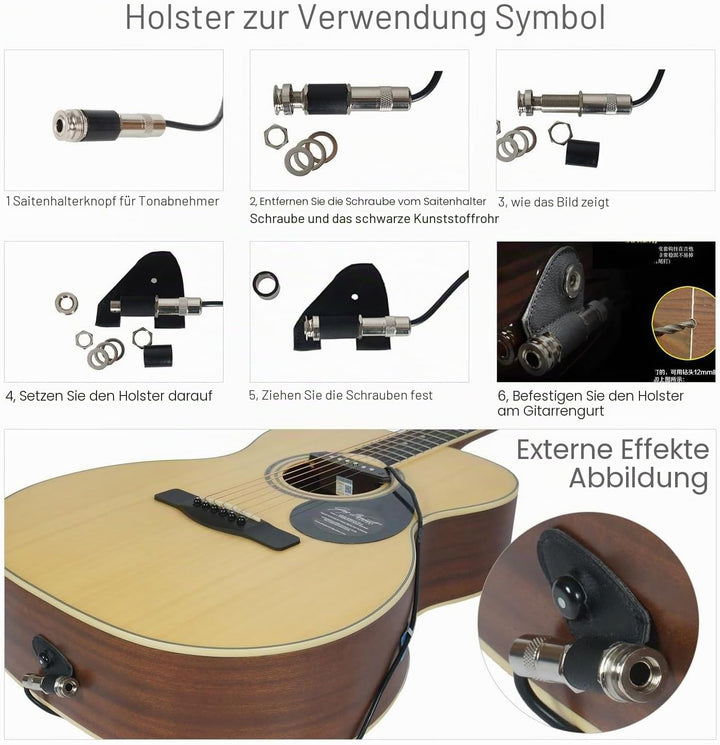 Tonabnehmer für Akustikgitarre, passiver Megnetischer Schallloch-Tonabnehmer mit Humbucker, Lautstär