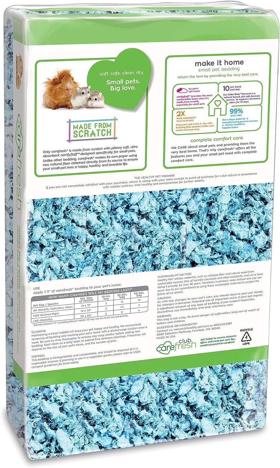 Carefresh 99% staubfreies blaues Naturpapier für kleine Haustiere mit Geruchskontrolle, 23 l 23 L Bl