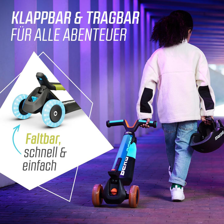 BERG Nexo Foldable Lights LED-Deck Kinderroller | Scooter | Klappbar & Tragbar | LED-Lichteffekte |