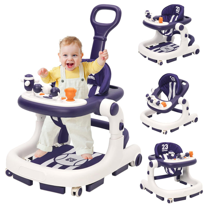 Siairo 3 in 1 Lauflernhilfe Baby Lauflernhilfe mit einstellbarer Höhe & Geschwindigkeit Rollen, Lich