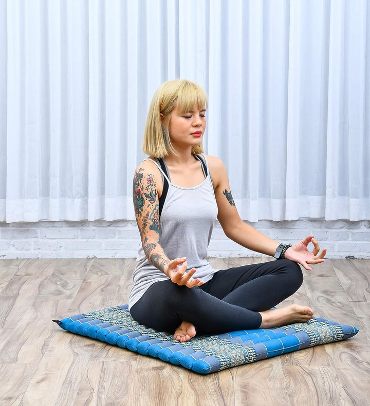 Leewadee Zabuton Rollbare Meditations-Matte Tragbare Sitzmatte Ökologisches Naturprodukt, Kapok, 69