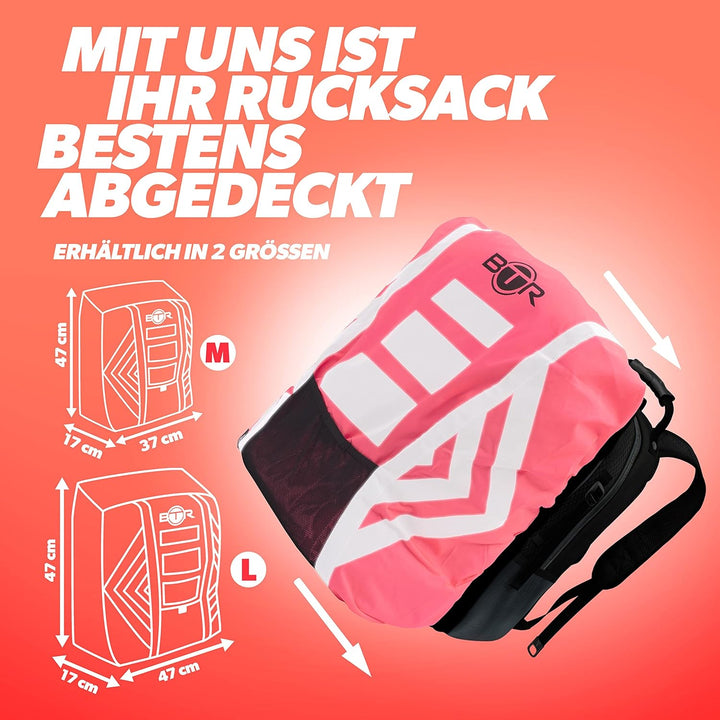 BTR Wasserfester Regenschutz für den Rucksack, Regenschutz für Schulranzen Rosa Grösse (57cm x 47cm)