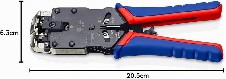 Knipex Crimpzange für Westernstecker brüniert, mit Mehrkomponenten-Hüllen 200 mm 97 51 12