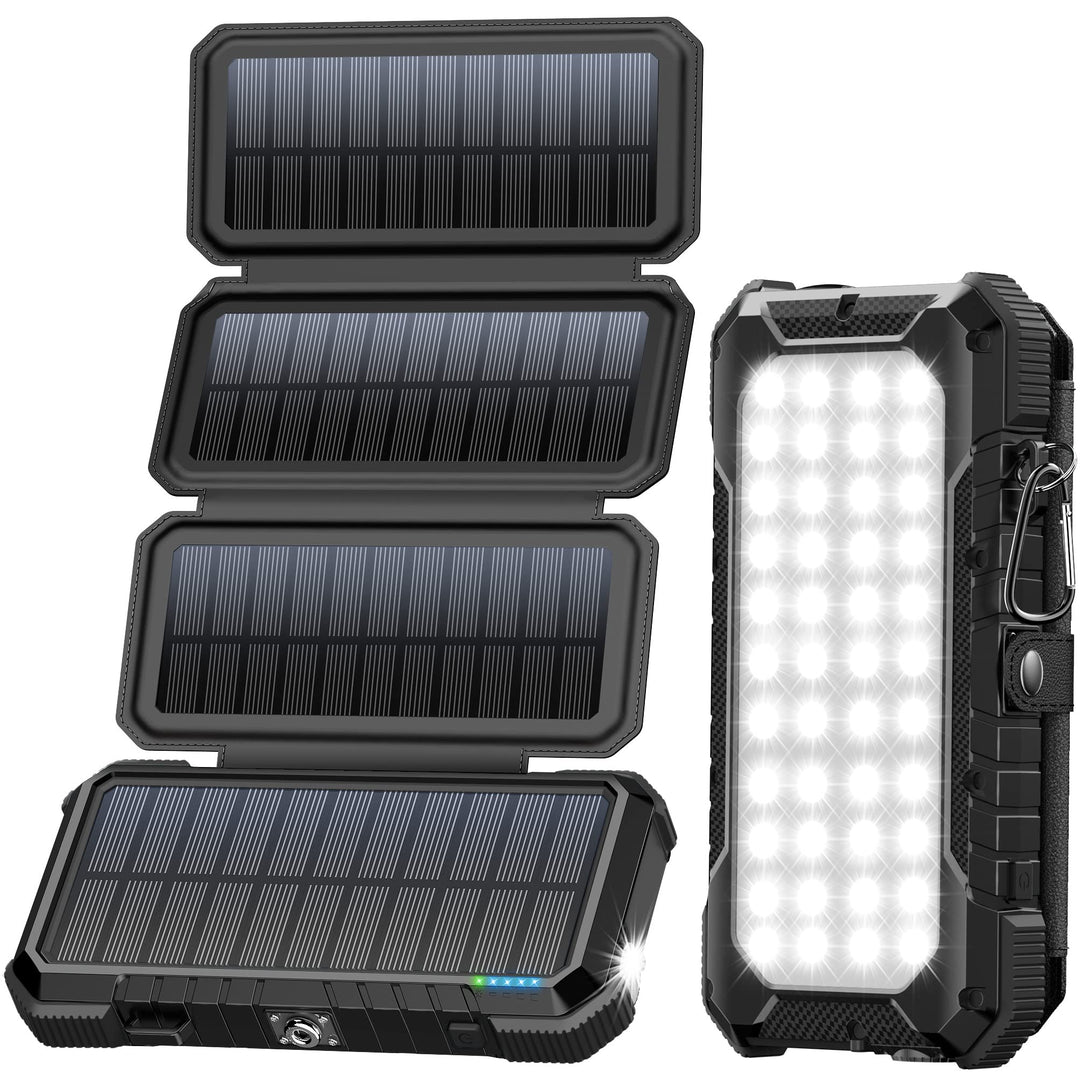 BLAVOR Solar Powerbank 20000mAh Tragbare Solar Ladegerät mit 4 Solarpanels, Outdoor wasserfester ext