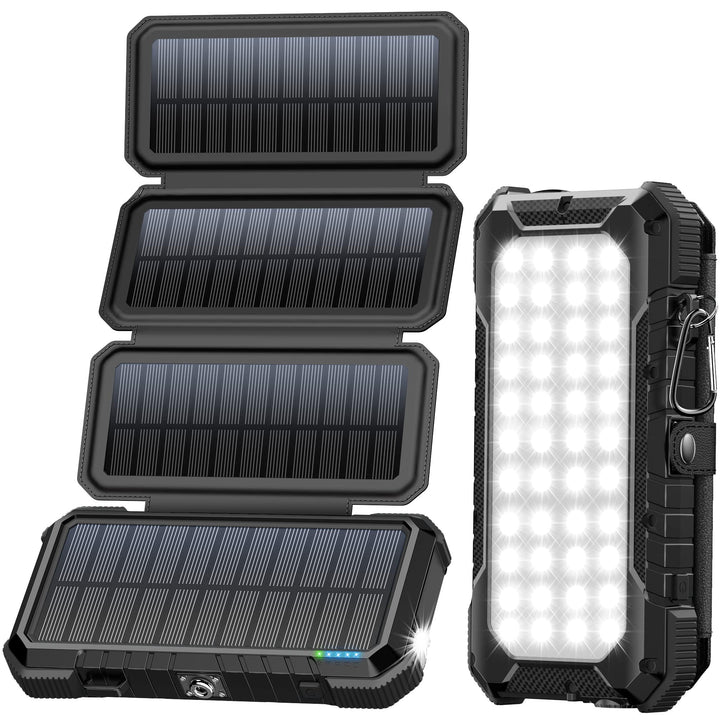 BLAVOR Solar Powerbank 20000mAh Tragbare Solar Ladegerät mit 4 Solarpanels, Outdoor wasserfester ext